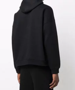 ( Positively Conscious ) Balenciaga 1069 BLACK/BLACK Hoodie Wide-Fit à Logo Imprimé Femme -Vente magasin Balenciaga 17334661 36912871 600
