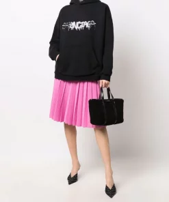 ( Positively Conscious ) Balenciaga 1069 BLACK/BLACK Hoodie Wide-Fit à Logo Imprimé Femme -Vente magasin Balenciaga 17334661 36914443 600
