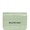 ( Positively Conscious ) Balenciaga Mini Portefeuille Cash à Effet Peau De Crocodile 3960 LIGHT GREEN/L BLACK -Vente magasin Balenciaga 17334728 36061139 600
