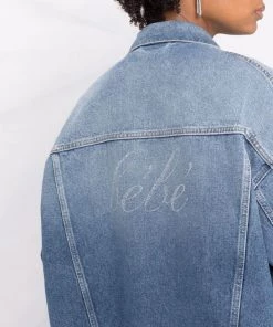 ( Positively Conscious ) Balenciaga 4012 PALE BLUE Veste Oversize En Jean à Détail Strassé Femme -Vente magasin Balenciaga 17335831 37594771 600