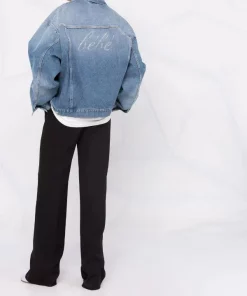 ( Positively Conscious ) Balenciaga 4012 PALE BLUE Veste Oversize En Jean à Détail Strassé Femme -Vente magasin Balenciaga 17335831 37596747 600
