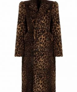 ( Positively Conscious ) Balenciaga 9364 BEIGE/BROWN Manteau à Imprimé Léopard Femme