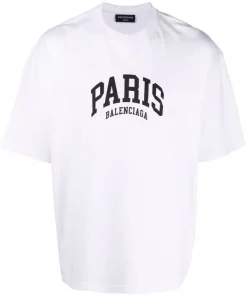 ( Positively Conscious ) Balenciaga T-shirt à Logo Imprimé Paris 9040 WHITE/BLACK