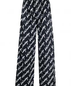 ( Positively Conscious ) Balenciaga 8502 NAVY/WHITE Pantalon Ample à Logo Imprimé Homme