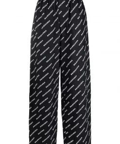 ( Positively Conscious ) Balenciaga Pantalon De Pyjama à Logo Imprimé 1070 BLACK/WHITE