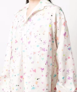 ( Positively Conscious ) Balenciaga Robe-chemise à Motif Cœurs 9601 WHITE/PINK -Vente magasin Balenciaga 17335891 37727118 600