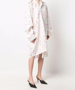 ( Positively Conscious ) Balenciaga Robe-chemise à Motif Cœurs 9601 WHITE/PINK -Vente magasin Balenciaga 17335891 37728012 600