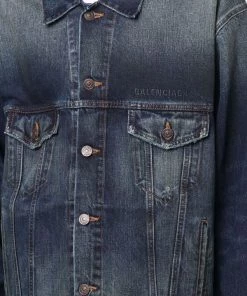 ( Positively Conscious ) Balenciaga 0421 DEEP BLUE W Veste En Jean à Logo Brodé Homme -Vente magasin Balenciaga 17335899 37375603 600