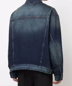 ( Positively Conscious ) Balenciaga 0421 DEEP BLUE W Veste En Jean à Logo Brodé Homme -Vente magasin Balenciaga 17335899 37377396 600