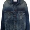( Positively Conscious ) Balenciaga 0421 DEEP BLUE W Veste En Jean à Logo Brodé Homme