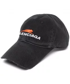 ( Positively Conscious ) Balenciaga 1077 BLACK/WHITE Casquette à Effet Usé Homme