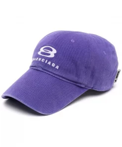 ( Positively Conscious ) Balenciaga 0527 UNTRAVIOLET/WHITE W Casquette à Logo Brodé Homme