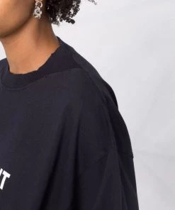 ( Positively Conscious ) Balenciaga 3967 MARINE BLUE//WHITE T-shirt No Comment Oversize Femme -Vente magasin Balenciaga 17335926 37575219 600