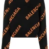 ( Positively Conscious ) Balenciaga Pull Crop à Logo 1018 BLACK/ORANGE