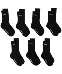 ( Positively Conscious ) Balenciaga 1077 BLACK/WHITE Lot De Sept Paires De Chaussettes Homme