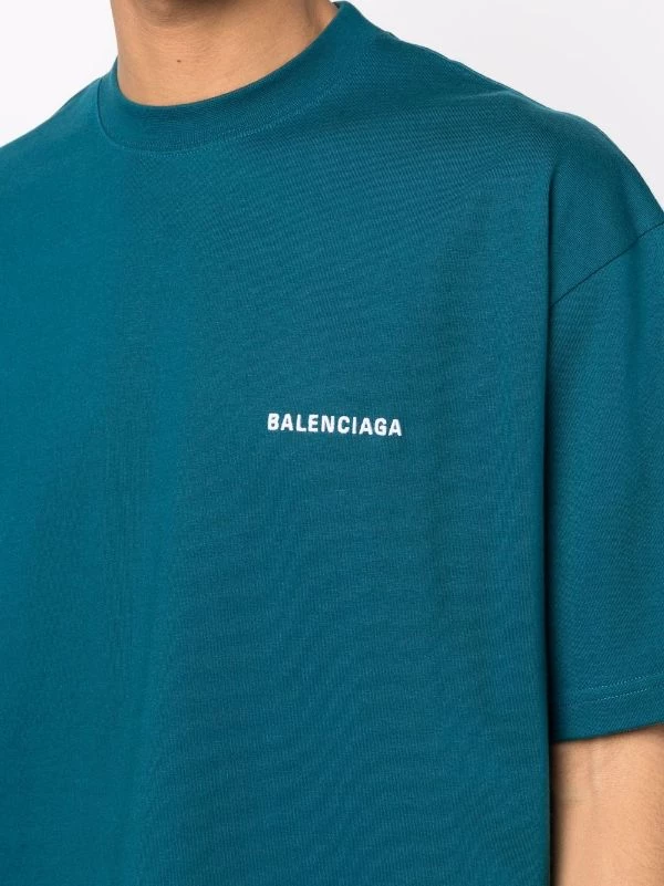 ( Positively Conscious ) Balenciaga 9567 PETROL BLUE/WHITE T-shirt à Logo Imprimé Homme 7 ( Positively Conscious ) Balenciaga 9567 PETROL BLUE/WHITE T-shirt à Logo Imprimé Homme – Image 5