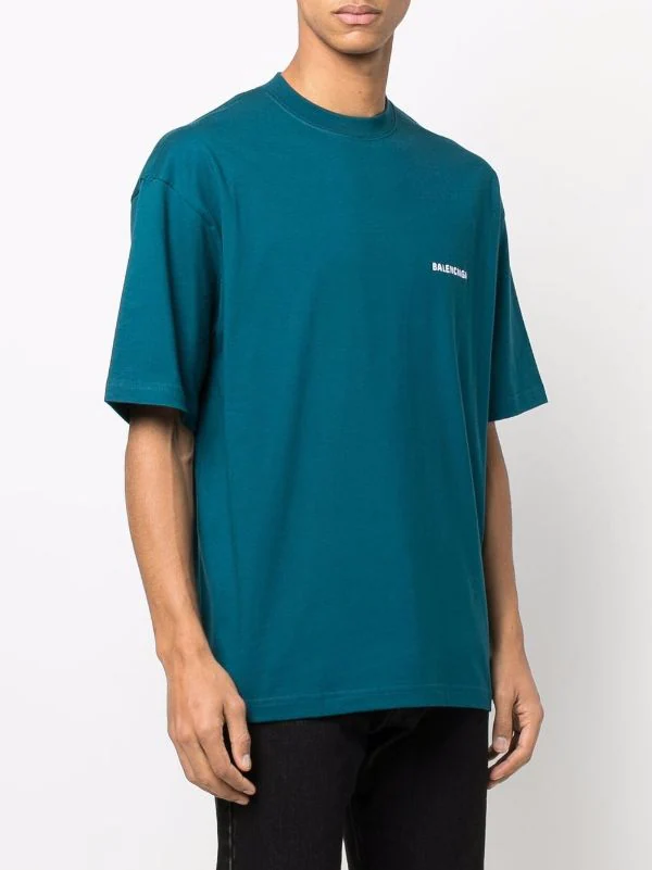 ( Positively Conscious ) Balenciaga 9567 PETROL BLUE/WHITE T-shirt à Logo Imprimé Homme 6 ( Positively Conscious ) Balenciaga 9567 PETROL BLUE/WHITE T-shirt à Logo Imprimé Homme – Image 4