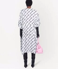 ( Positively Conscious ) Balenciaga Robe Oversize à Col V 9040 WHITE/BLACK -Vente magasin Balenciaga 17336646 36063722 600