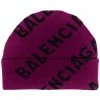 ( Positively Conscious ) Balenciaga Bonnet à Logo En Intarsia 5272 PURPLE/BLACK