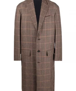 ( Positively Conscious ) Balenciaga 9364 BEIGE/BLACK Manteau Ample Ă Carreaux Homme