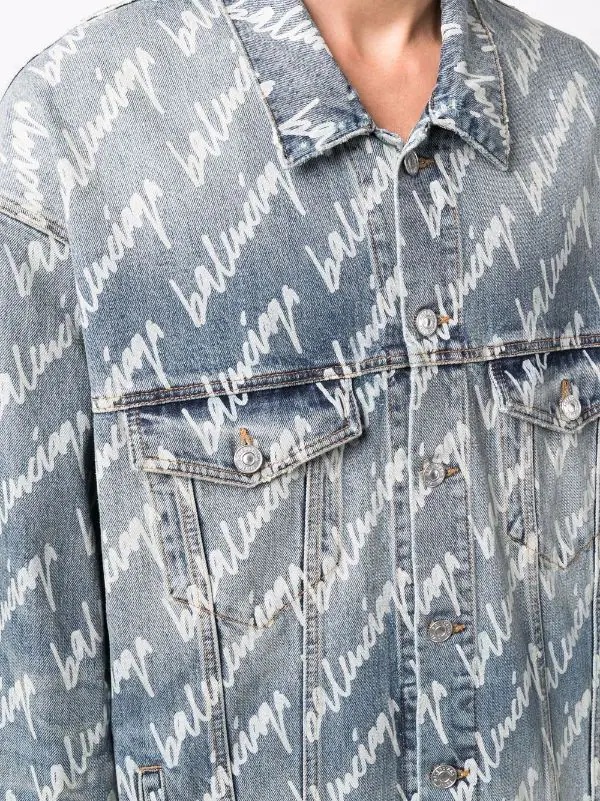 ( Positively Conscious ) Balenciaga Veste En Jean à Motif Monogrammé 4200 LIGHT BLUE 7 ( Positively Conscious ) Balenciaga Veste En Jean à Motif Monogrammé 4200 LIGHT BLUE – Image 5