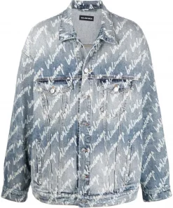 ( Positively Conscious ) Balenciaga Veste En Jean à Motif Monogrammé 4200 LIGHT BLUE