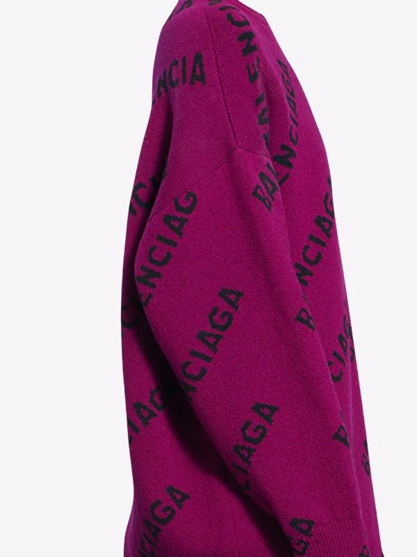 ( Positively Conscious ) Balenciaga 5272 PURPLE/BLACK Pull Oversize à Logo En Intarsia Femme 7 ( Positively Conscious ) Balenciaga 5272 PURPLE/BLACK Pull Oversize à Logo En Intarsia Femme – Image 5