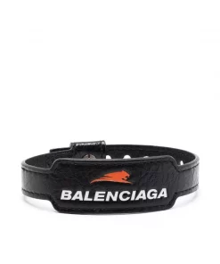 ( Positively Conscious ) Balenciaga Bracelet En Cuir à Logo Imprimé Femme