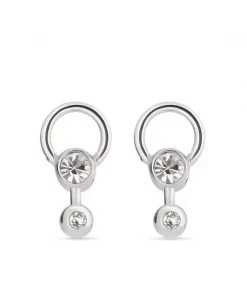 ( Positively Conscious ) Balenciaga Boucles D'oreilles Force 1404 SHINY SILVER/CRYSTAL
