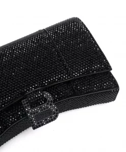 ( Positively Conscious ) Balenciaga Sac à Bandoulière Hourglass à Ornements En Cristal 1071 BLACK JET 280 -Vente magasin Balenciaga 17336808 36870395 600