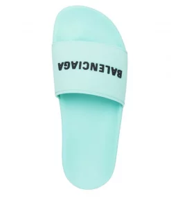 ( Positively Conscious ) Balenciaga 3410 MINT/BLACK Claquettes à Logo Femme -Vente magasin Balenciaga 17336820 36329019 600