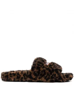 ( Positively Conscious ) Balenciaga 9634 LEOPARD Chaussons En Fourrure Artificielle à Imprimé Léopard Femme