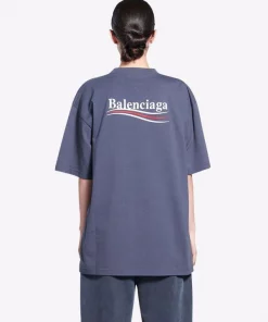 ( Positively Conscious ) Balenciaga 1366 DARK GREY/WHITE T-shirt à Logo Campaign Femme -Vente magasin Balenciaga 17337004 36081387 600
