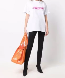 ( Positively Conscious ) Balenciaga T-shirt à Imprimé Graffiti 9014 -WHITE/BUBBLEGUM -Vente magasin Balenciaga 17337021 37037616 600