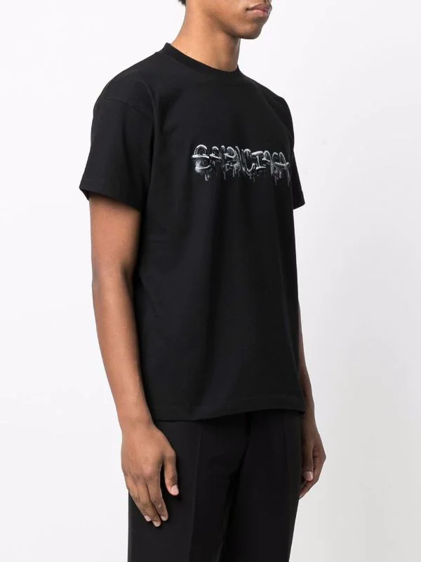 ( Positively Conscious ) Balenciaga T-shirt à Logo Imprimé 1069 -BLACK/BLACK 6 ( Positively Conscious ) Balenciaga T-shirt à Logo Imprimé 1069 -BLACK/BLACK – Image 4