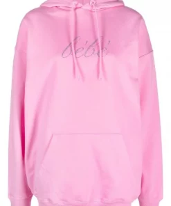 ( Positively Conscious ) Balenciaga 5630 PINK Hoodie à Slogan Imprimé Femme