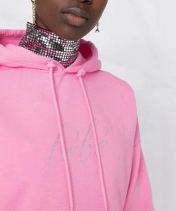 ( Positively Conscious ) Balenciaga 5630 PINK Hoodie à Slogan Imprimé Femme -Vente magasin Balenciaga 17337029 36720835 600