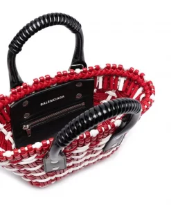 ( Positively Conscious ) Balenciaga Mini Sac à Main Bistro Basket 6490 FIRE R OP WH BLK -Vente magasin Balenciaga 17337101 36657510 600