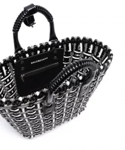 ( Positively Conscious ) Balenciaga 1091 BLK OPT WH ST GR Mini Sac à Main Bistro Basket Femme -Vente magasin Balenciaga 17337119 36656992 600