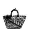 ( Positively Conscious ) Balenciaga 1091 BLK OPT WH ST GR Mini Sac à Main Bistro Basket Femme