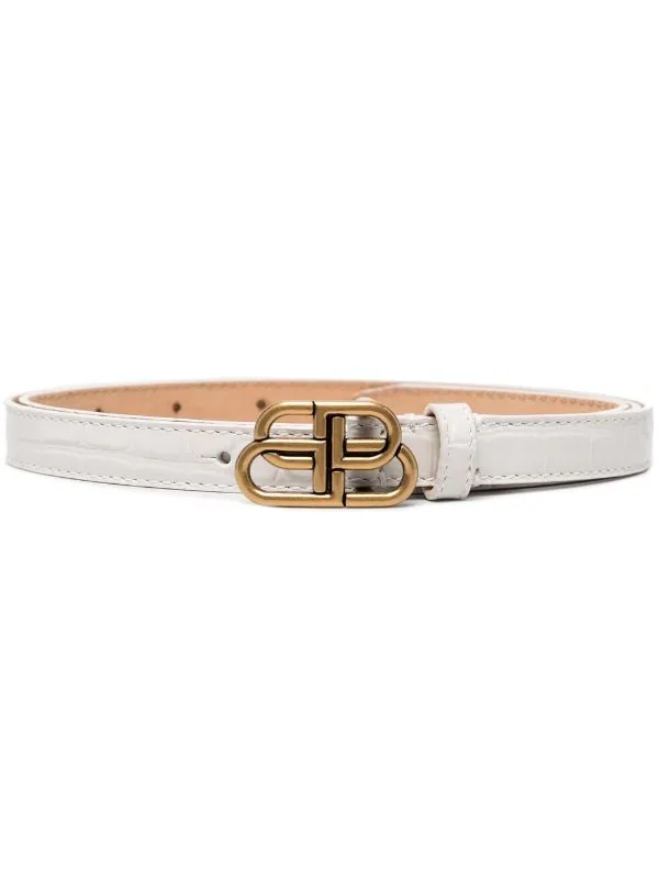 ( Positively Conscious ) Balenciaga 9016 WHITE Ceinture Fine à Boucle Logo BB Femme 3 ( Positively Conscious ) Balenciaga 9016 WHITE Ceinture Fine à Boucle Logo BB Femme