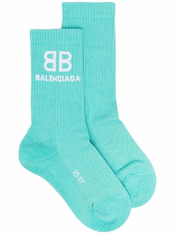 ( Positively Conscious ) Balenciaga 3977 MINT/WHITE Chaussettes à Logo Femme 3 ( Positively Conscious ) Balenciaga 3977 MINT/WHITE Chaussettes à Logo Femme