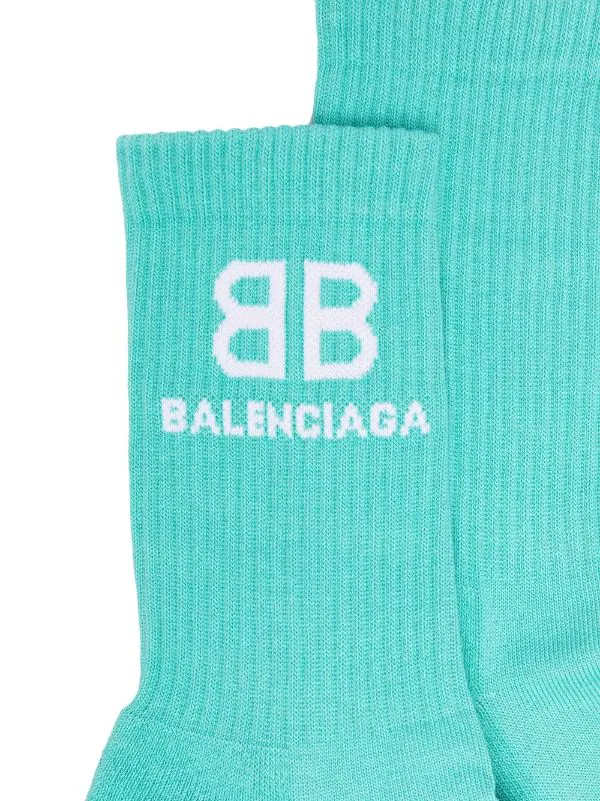 ( Positively Conscious ) Balenciaga 3977 MINT/WHITE Chaussettes à Logo Femme 4 ( Positively Conscious ) Balenciaga 3977 MINT/WHITE Chaussettes à Logo Femme – Image 2