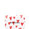 ( Positively Conscious ) Balenciaga Mini Portefeuille Cash à Motif Cœurs 9066 WHITE RED/ L BLACK