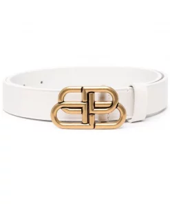 ( Positively Conscious ) Balenciaga Ceinture En Cuir à Plaque Logo Femme