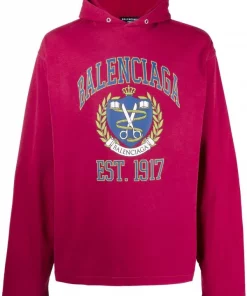 ( Positively Conscious ) Balenciaga 6163 RED Hoodie à Logo Imprimé Homme
