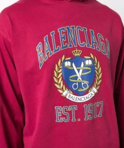 ( Positively Conscious ) Balenciaga 6163 RED Hoodie à Logo Imprimé Homme -Vente magasin Balenciaga 17617496 36745805 600