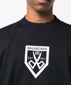 ( Positively Conscious ) Balenciaga 1070 BLACK/WHITE T-shirt à Logo Imprimé Femme -Vente magasin Balenciaga 17636827 37038528 600