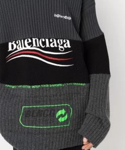 ( Nouvelle Collection ) Balenciaga 1281 GREY Pull Ample à Empiècements Contrastants Homme -Vente magasin Balenciaga 17699430 37169315 600