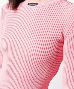 ( Positively Conscious ) Balenciaga Haut Nervuré à Patch Logo 5630 PINK -Vente magasin Balenciaga 17729816 39159443 600